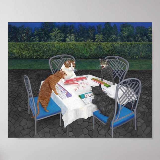 Katzen spielen Mahjong Poster (Vorne)