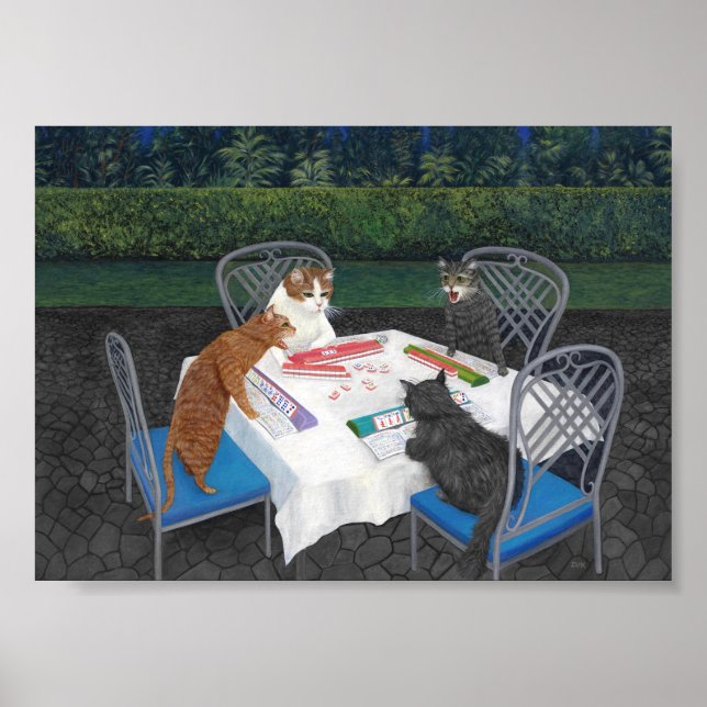Katzen spielen Mahjong Poster (Vorne)