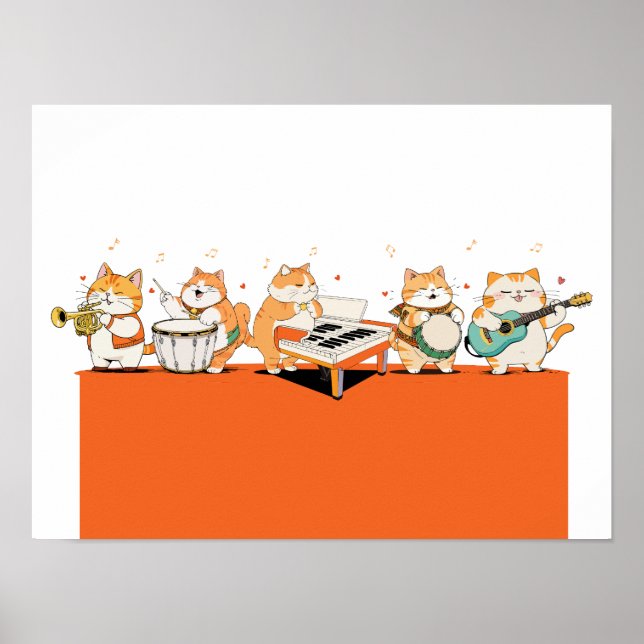 Katzen spielen Musik Poster (Vorne)