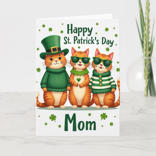 Katzen St. Patricks Tag Mama Karte (Vorderseite)