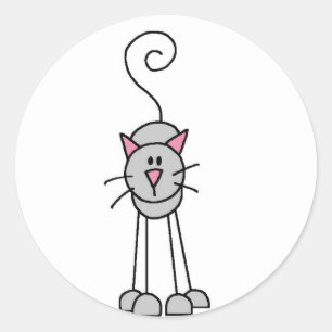 Katzen-Strichmännchen-Aufkleber Runder Aufkleber