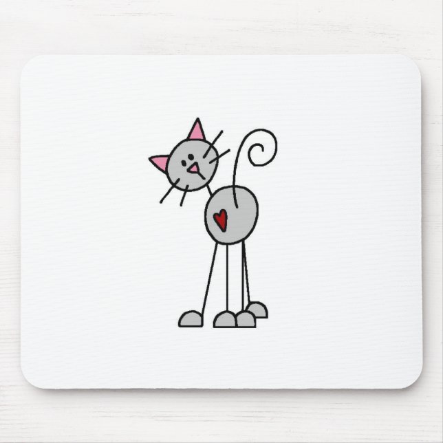 Katzen-Strichmännchen Mousepad (Vorne)