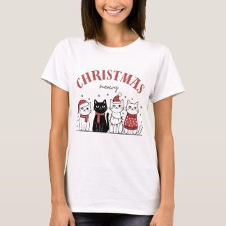 Katzen süß lustig miauendes Weihnachten T-Shirt