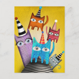 Katzen Sweet Colorful Party Einladungspostkarte