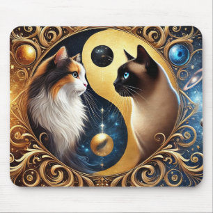 Katzen symbolisieren Balance mit einem Yin Yang Mousepad