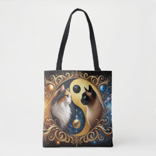 Katzen symbolisieren Balance mit einem Yin Yang Tasche