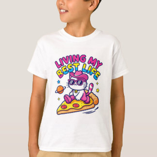 Katzen-T-Shirt "Ich Lebe Mein Bestes Leben" T-Shirt