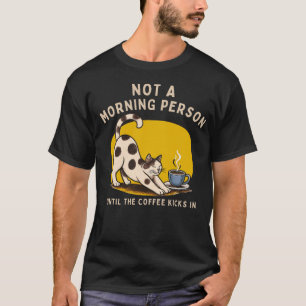 Katzen-T-Shirt 'Kein Morgenmensch' Lustiger Kaff T-Shirt