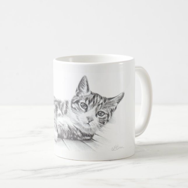 Katzen-Tasse, Katzenkunst-Tasse, Kaffeetasse (VorderseiteRechts)