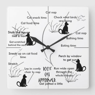Katzen-Tätigkeits-Uhr für Katzen CricketDiane Quadratische Wanduhr
