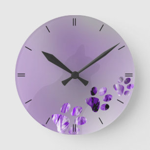 Katzen-Tatze Violete Runde Wanduhr