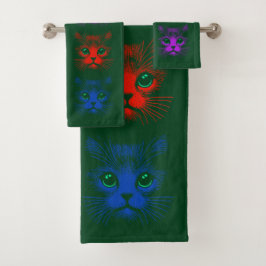Katzen Themen Badhandtuch Set