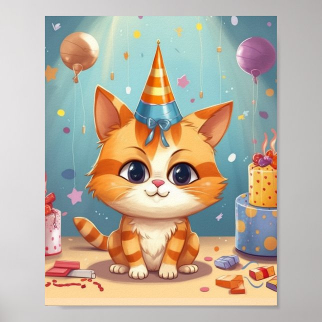 Katzen-Themendesign süße rote Katze Poster (Vorne)