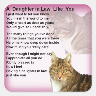 Katzen Tochter in Rechtsgedicht Quadratischer Aufkleber