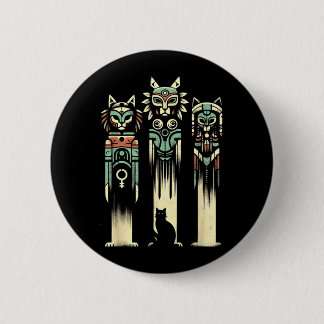 Katzen-Totem-Geister - Vintage Gruselige Katze Hal Button