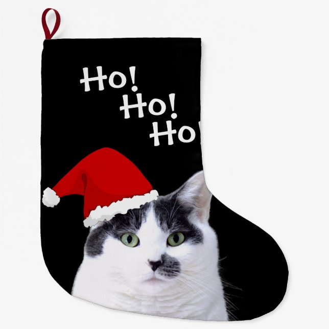 Katzen-tragende Weihnachtsmannmütze Großer Weihnachtsstrumpf (Vorderseite)