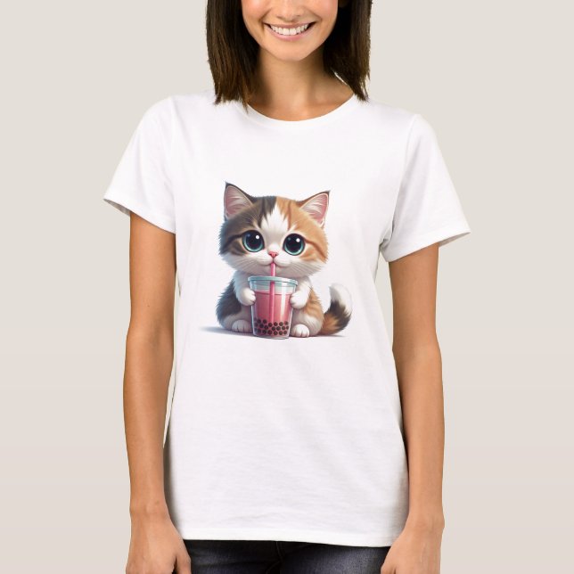 Katzen trinken Boba T - Shirt (Vorderseite)