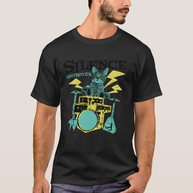 Katzen Trommel T-Shirt (Vorderseite)