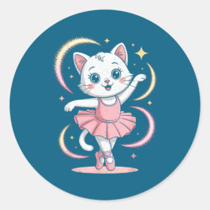 Katzen-Tutu-Ballett-Tanz-Ballett Runder Aufkleber