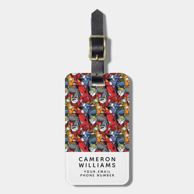 Katzen-u. Hunderoller-Muster | addieren Ihren Gepäckanhänger (Vorderseite vertikal)