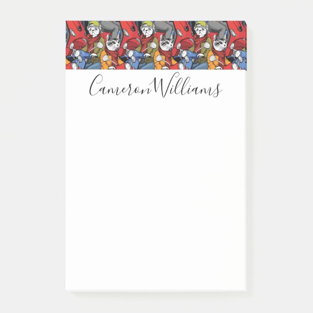 Katzen-u. Hunderoller-Muster | addieren Ihren Post-it Klebezettel (Vorderseite)