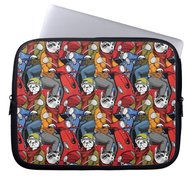 Katzen-u. Hunderoller-Muster Laptopschutzhülle (Vorderseite)