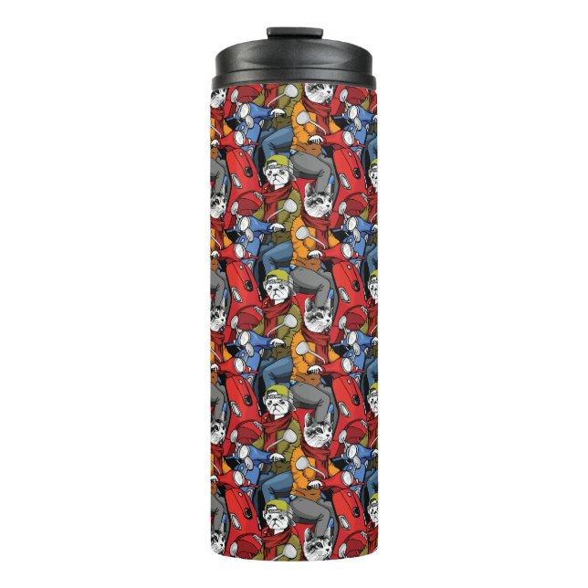 Katzen-u. Hunderoller-Muster Thermosbecher (Vorderseite)