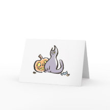 Katzen-u. Kürbislaterne-Gruß-Karte {Halloween}