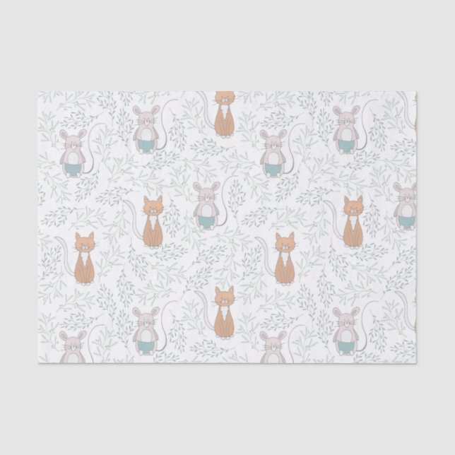 Katzen-u. Mäusemuster Seidenpapier (Vorderseite)