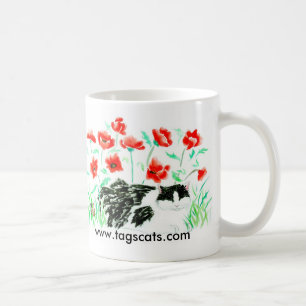 Katzen- u. Mohnblumen-Tasse Kaffeetasse
