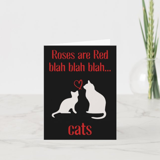 Katzen über Rose und rotes Valentin Karte (Vorderseite)