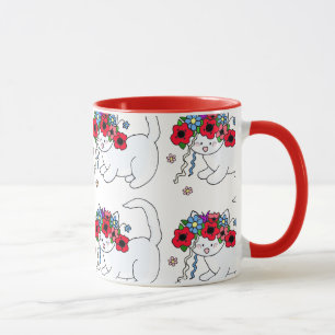 Katzen-Ukrainer-Volkskunst Tasse