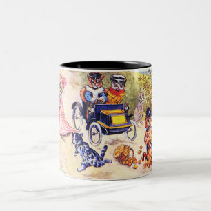 Katzen und Automobile von Louis Wain Zweifarbige Tasse