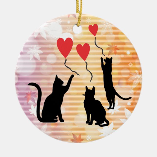 Katzen und Ballons Keramik Ornament (Vorne)