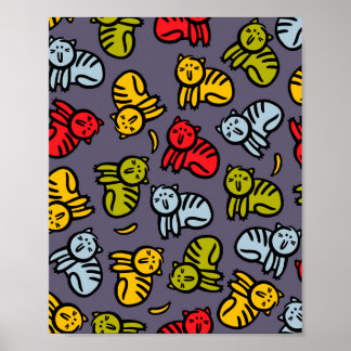 Katzen und Bananen Poster