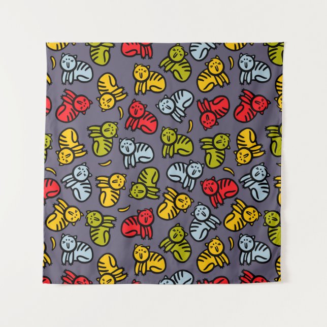 Katzen und Bananen Wandteppich (Vorderseite)