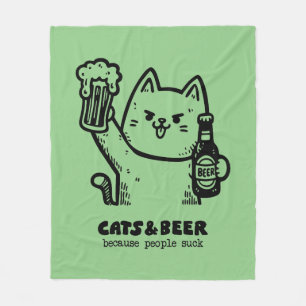 Katzen und Bier 1 Fleecedecke