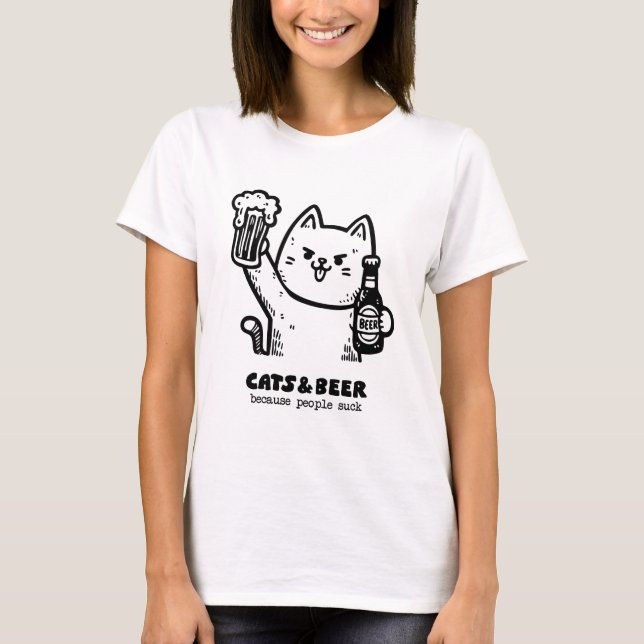 Katzen und Bier 1 T-Shirt (Vorderseite)