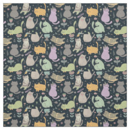 Katzen und Blume Gestaltstoffe Stoff