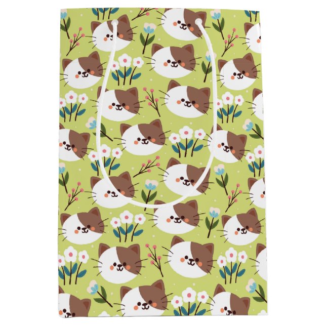 Katzen und Blume Mittlere Geschenktüte (Vorderseite)