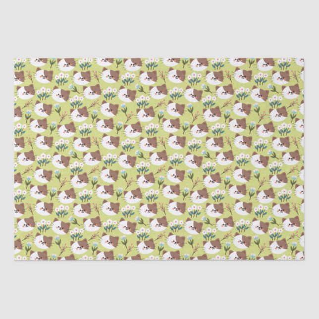Katzen und Blume Seidenpapier (Vorderseite)