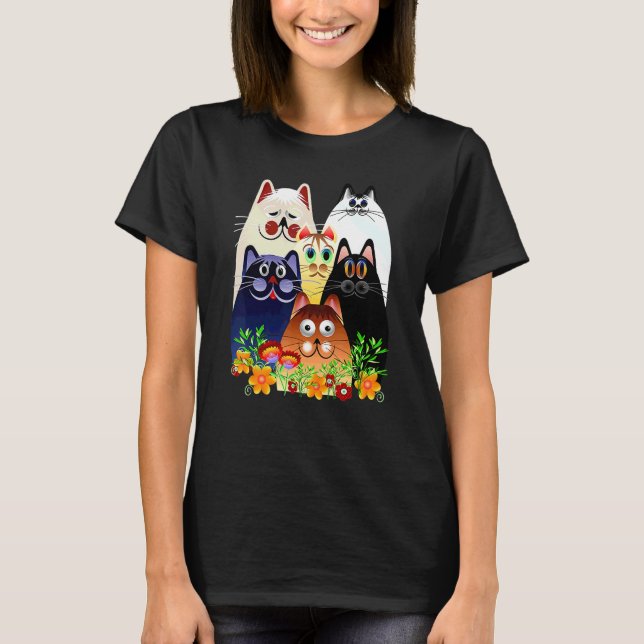 Katzen und Blume T-Shirt (Vorderseite)
