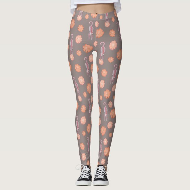Katzen und Blumen-Leggings Leggings (Vorderseite)