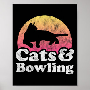 Katzen und Bowlinge, Katzen und Bowling von Männer Poster