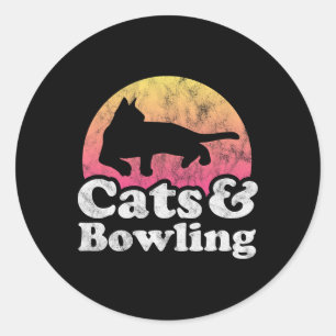 Katzen und Bowlinge, Katzen und Bowling von Männer Runder Aufkleber