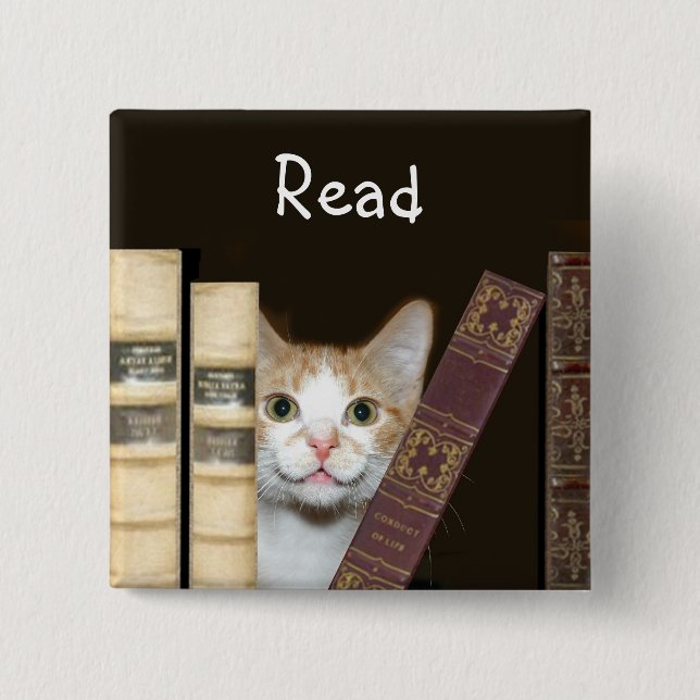 Katzen und Bücher Button (Vorderseite)
