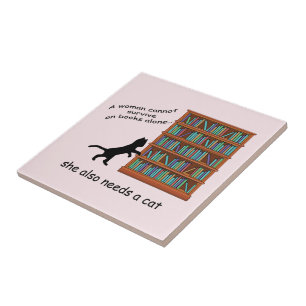 Katzen und Bücher Fliese
