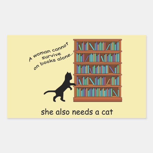 Katzen und Bücher Rechteckiger Aufkleber (Vorderseite)