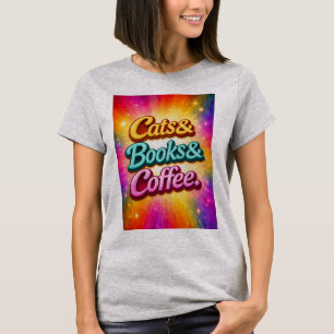 Katzen und Bücher und Kaffee T-Shirt