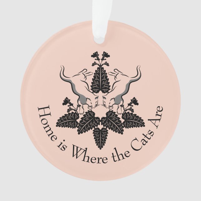 Katzen und Catnip-Silhouette Grafik Ornament (Vorderseite)